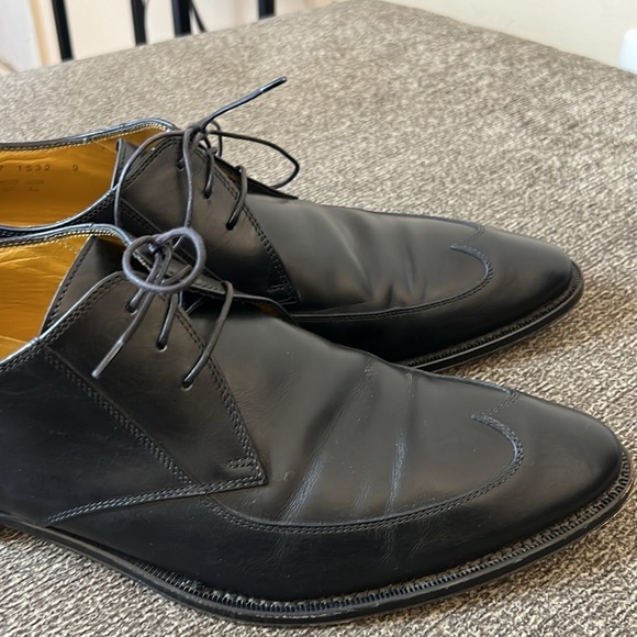 Boss Hugo Boss Mens Lace Up Wing Tip Oxford Black Leather Shoes 9 - Picture 10 of 15